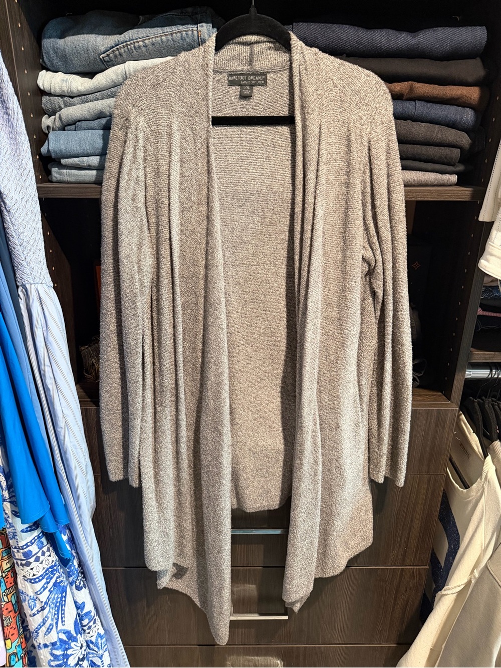 Barefoot Dreams Cozy Open-Front Gray Cardigan Sweater